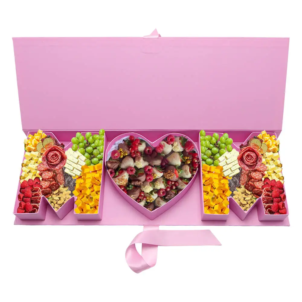 Mother's Day Fillable Chocolate Sweet Flower Arrangement Cardboard Letter MOM Shaped Gift Box