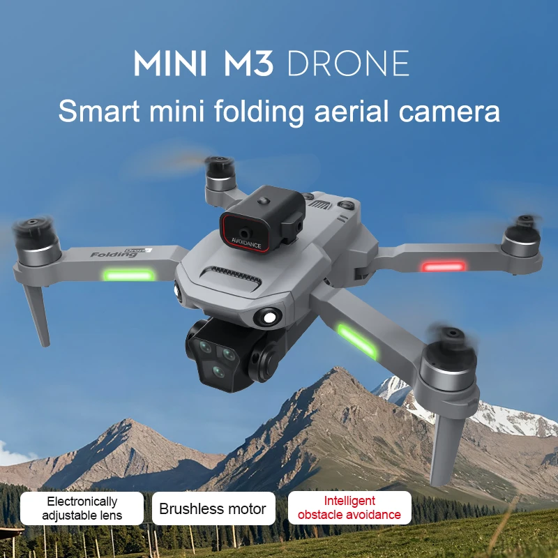2026 M3 Drone 4K Professinal With FPV 1080P Wide Angle HD Cameras Obstacle Avoidance Drone 180° Electric Adjustable Heights Gift