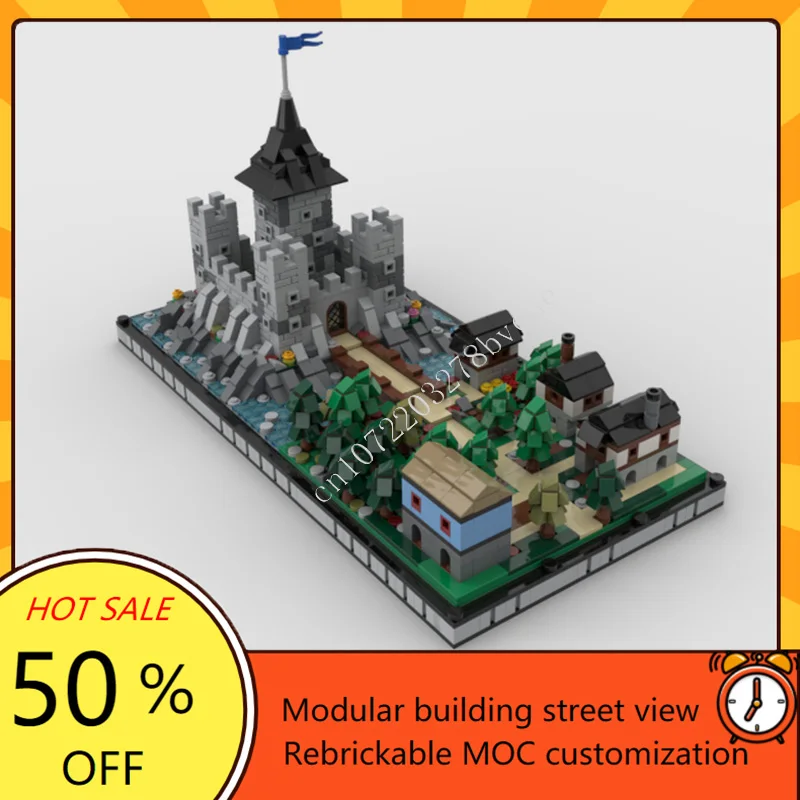 

1699PCS MOC Medieval Castle Custom Puzzle Model microscale medieval castle with village Technical DIY Toy Technology Child Gifts