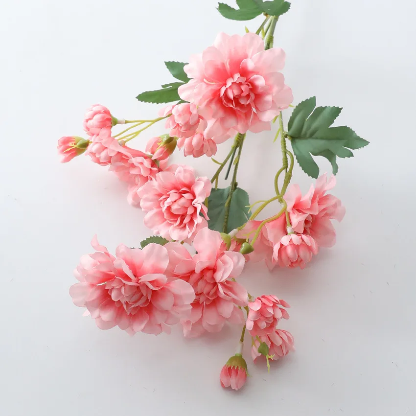 

4Pcs Fake 5 Forks Dahlia Peony Silk Flowers Branch for Home Decoration Party Wedding Event Flower Arrangement Artificial Floral