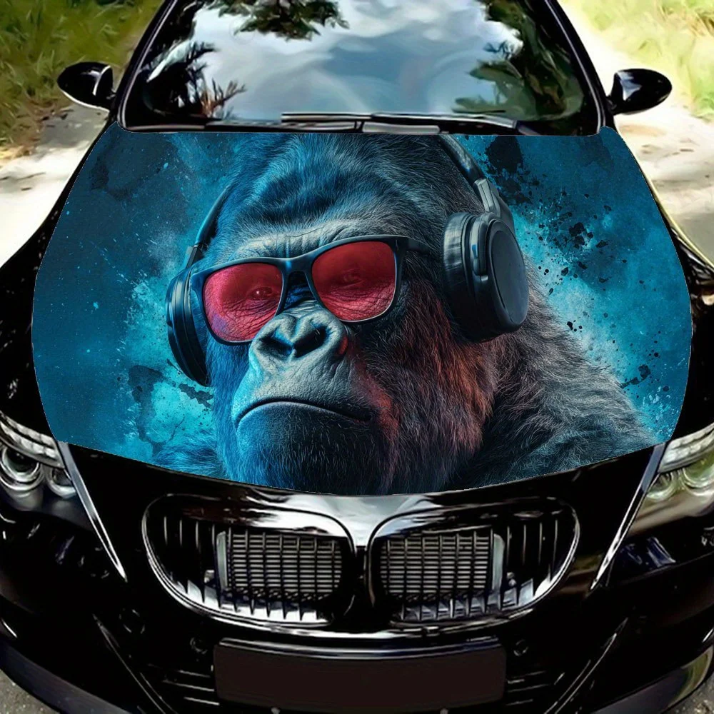 

Music - veiled Gorilla PVC Car Vinyl Wraps, Self-Adhesive Waterproof Car Hood Decal Sticker, Car Decoration Protection Stickers