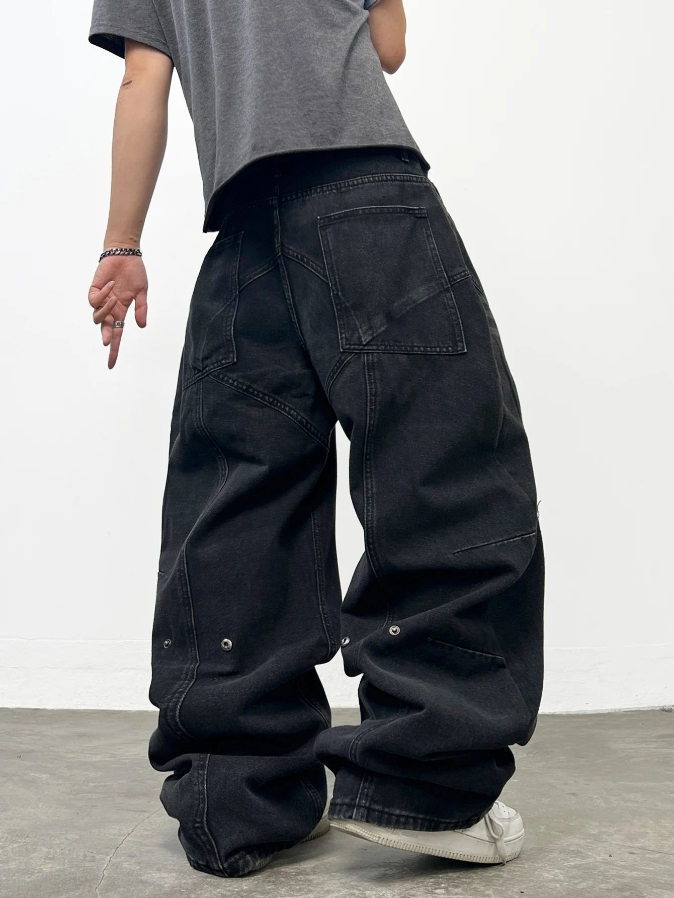Men's Trendy Y2K Retro Jeans, Baggy Wide Denim Trousers For Men, Versatile Casual Pants, All Seasons, Belt And Accessories Not