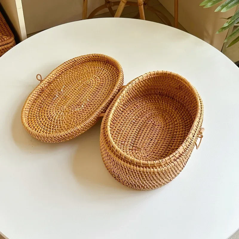 

Rattan Tea Tray Creative Tray Tea Set Suitcase Suitcase Cuboid Shape Vietnamese Autumn Rattan Hand-woven Storage Box
