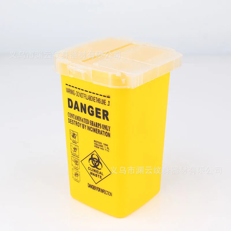 Tattoo Collection Bucket 1L Plastic Tattoo Sharps Bin Waste Box Disposable Needle Tips Recycling Peramemt Makeup Accessories