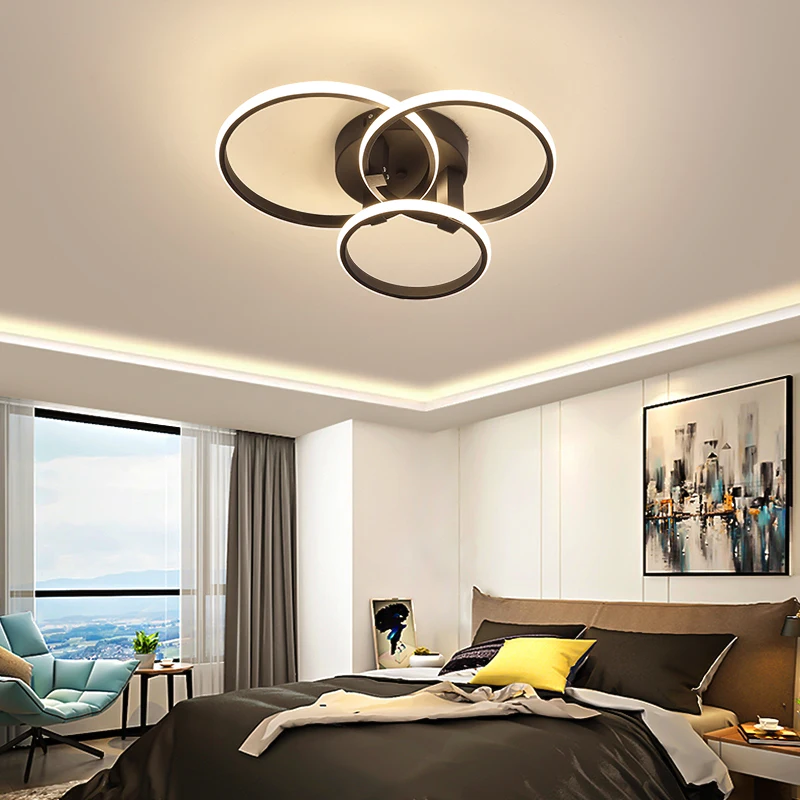 Imagem -02 - Neo-preto e Branco Modernas Luzes de Teto Led Luzes Reguláveis Anéis Lâmpada Sala e Decoração do Quarto de Cama Luminárias