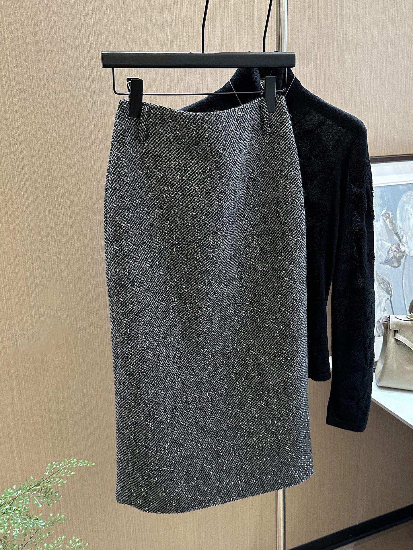 

Женская шерстяная юбка-карандаш с блестящими пайетками, облегающая, с высокой талией, для деловых встреч и повседневной носки, осень-зима