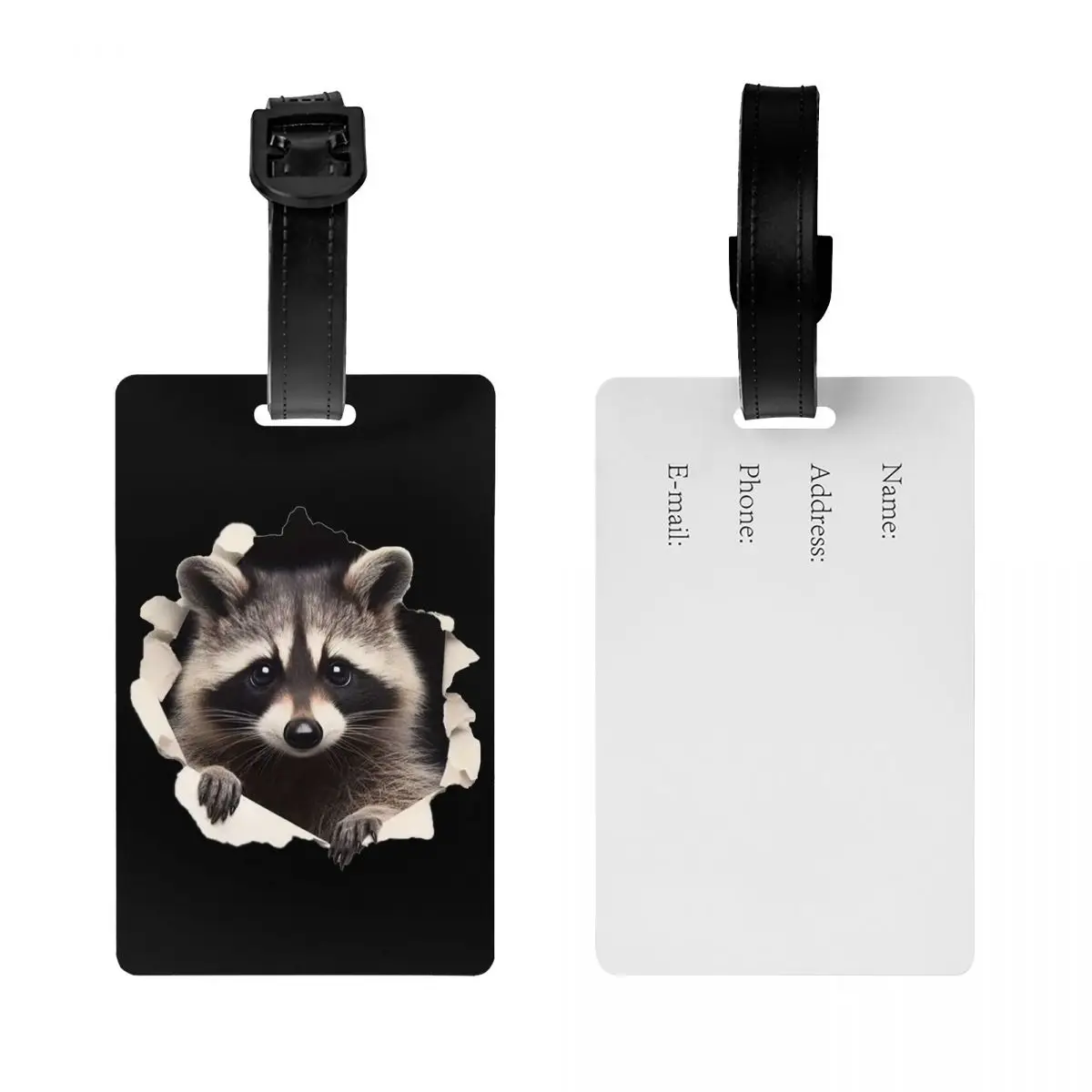 Custom Funny Raccoon Luggage Tag Privacy Protection Baggage Tags Travel Bag Labels Suitcase