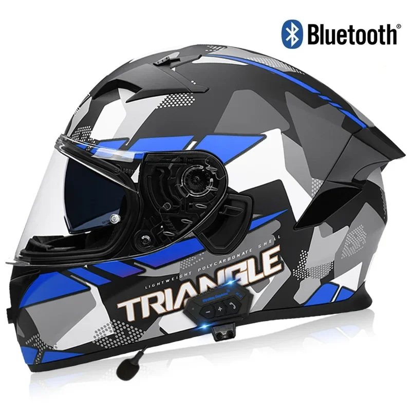 Motorcycle Helmets with Bluetooth Adult Double Mirror Full Helmet Locomotive Riding  All Face Helmet Motorcycle Accessories