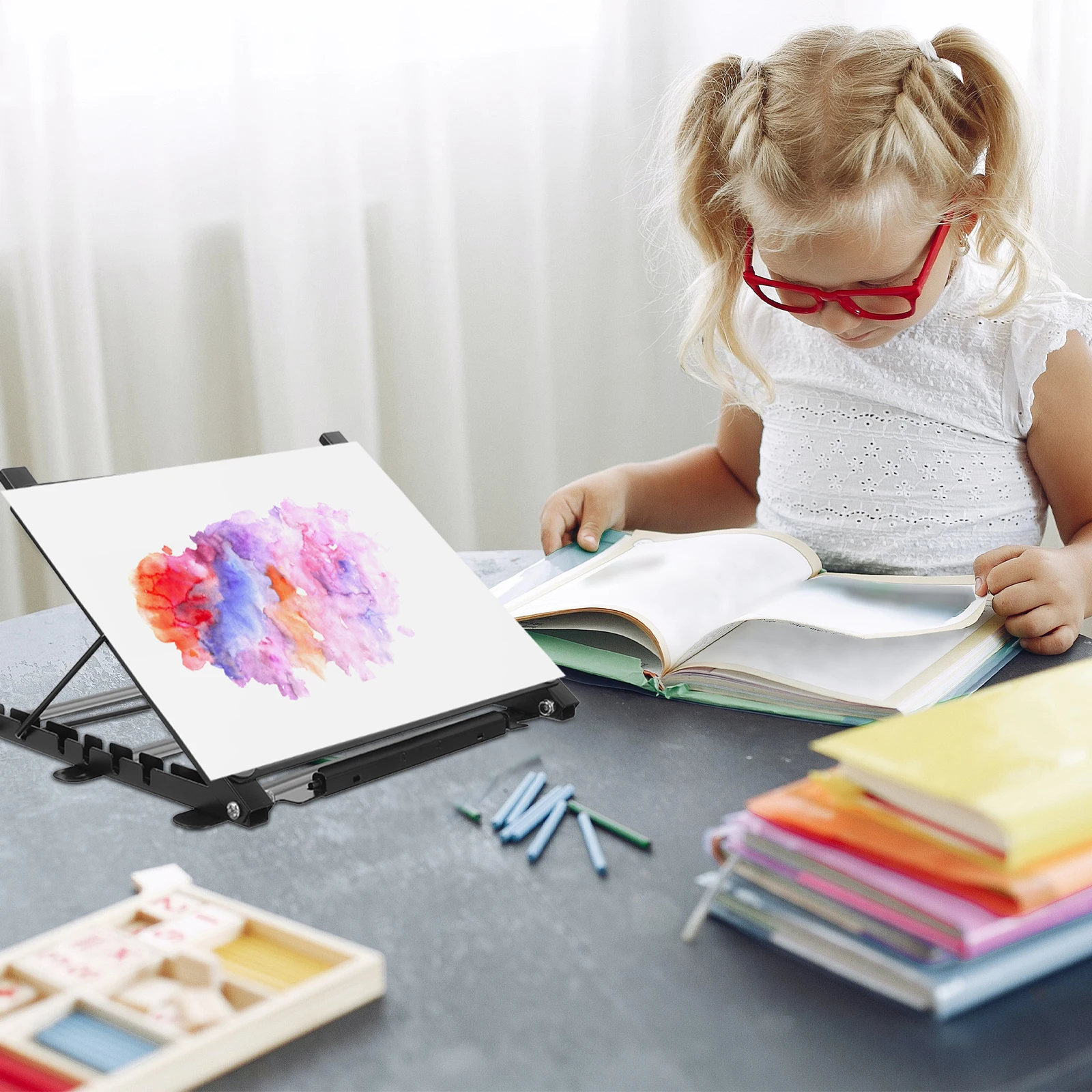 

Luminous Drawing Board Stand Metal Light Tracing Pad Holder Sturdy Wear Resistant for Office Home Library Coffee Shop Music Room