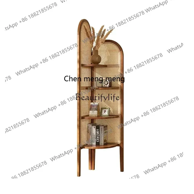 

style Japanese rattan corner cabinet rack modern simple decorative storage cabinet ss 8617