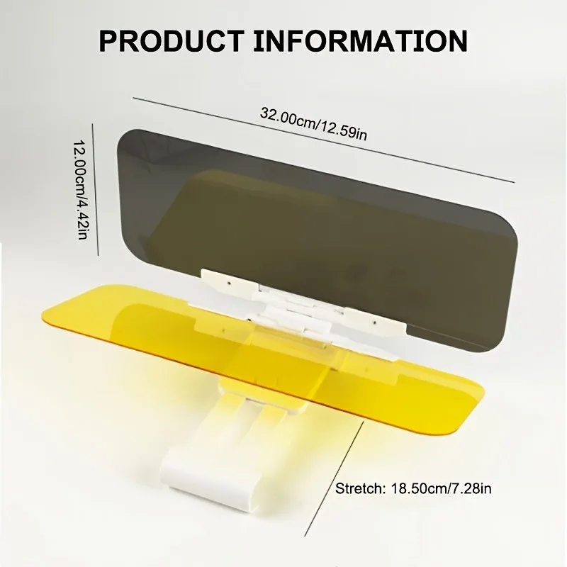 1PC Dual-Use Car Sun Visor with Anti-Glare UV Filter & Night Vision - Adjustable Clip Reduces High Gloss for Enhanced Safety