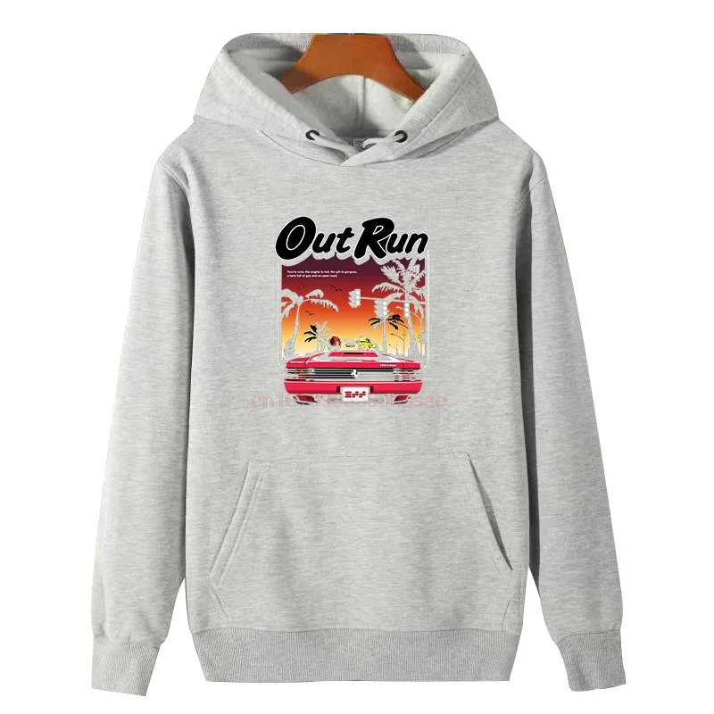 90s Vintage Out Run Graphic Hooded Sweatshirts Old School Japan Arcade  Video Game Winter Pullovers Thick Sweater Hoodie