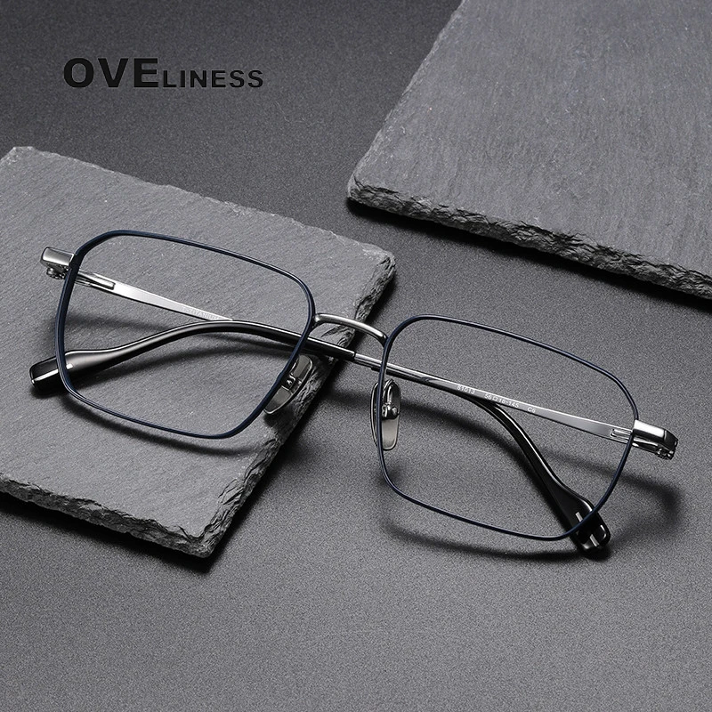 

optical Pure Titanium Glasses Frame for Men Square Eyewear 2024 New Male Classic Full myopia Prescription Eyeglasses Frames