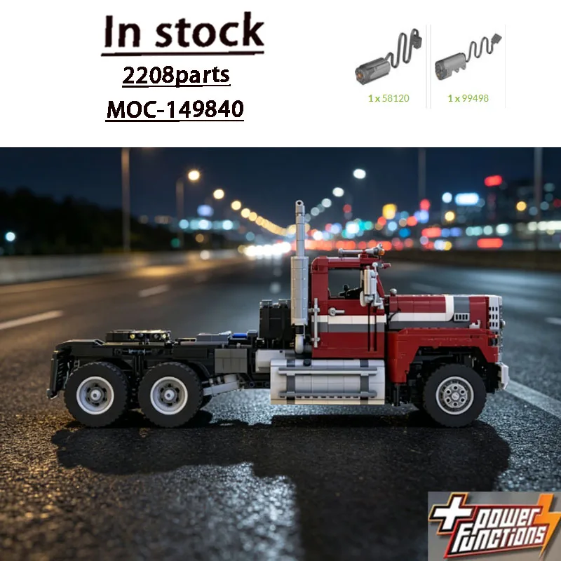 MOC-149840 Classic 80s Electric 6x6 Semi Truck (1:17) Assembly Building Block Model • 2208 Parts Adult Kids Birthday Toy Gift