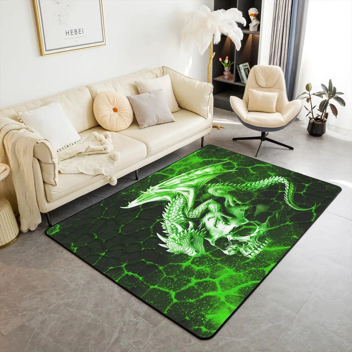 

Детский зеленый и черный декоративный набор ковров для мальчиков-подростков, коврики для гостиной с сахарным черепом, сотовый дракон, дикое животное, домашний пол