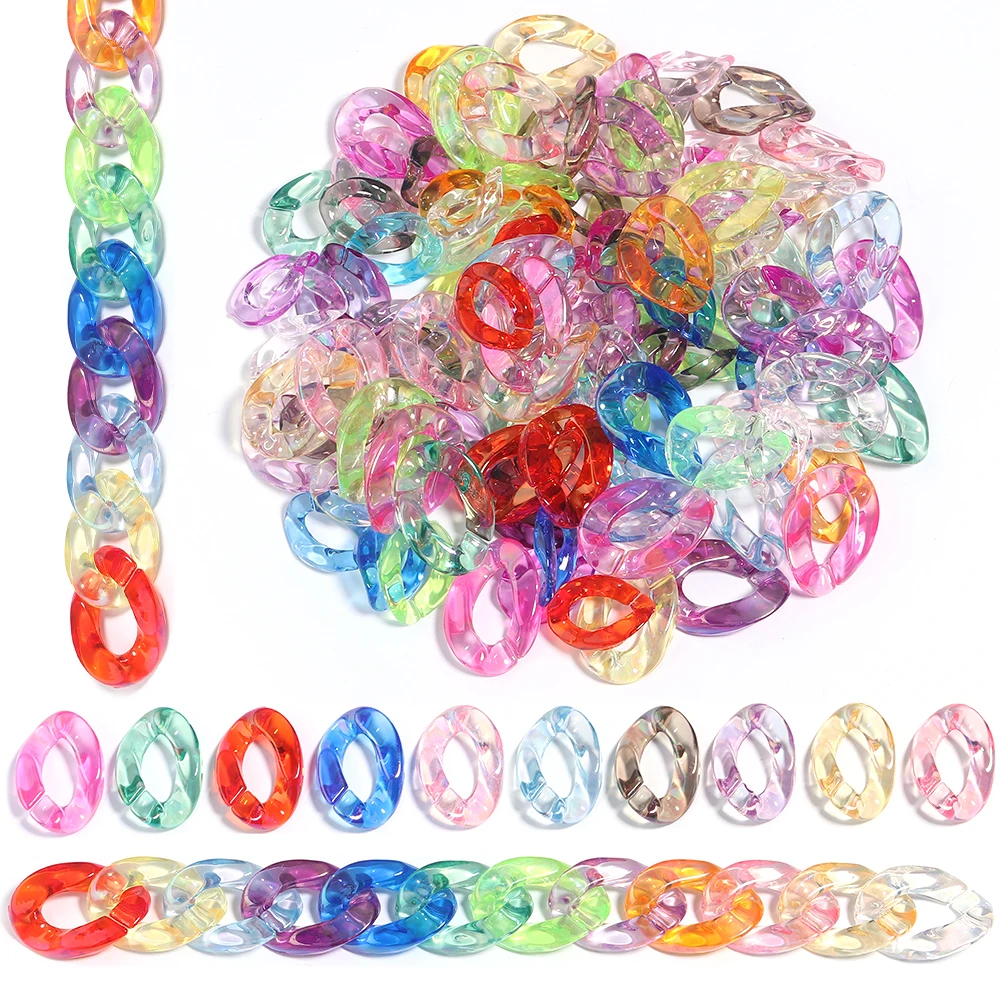 20 stücke Acryl Link Kette Perlen Bunte Transparente Schnalle Lose Perlen Für Schmuck Machen DIY Halskette Armband Taschen Telefon Kette