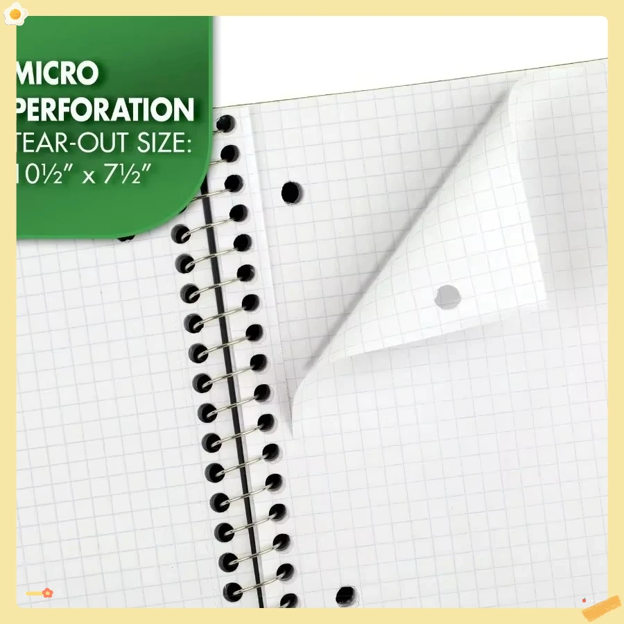 Quaderno a spirale verde, 100 fogli di carta a righe con grafico a 1 soggetto, ideale per appunti scolastici/ufficio e scrittura quotidiana