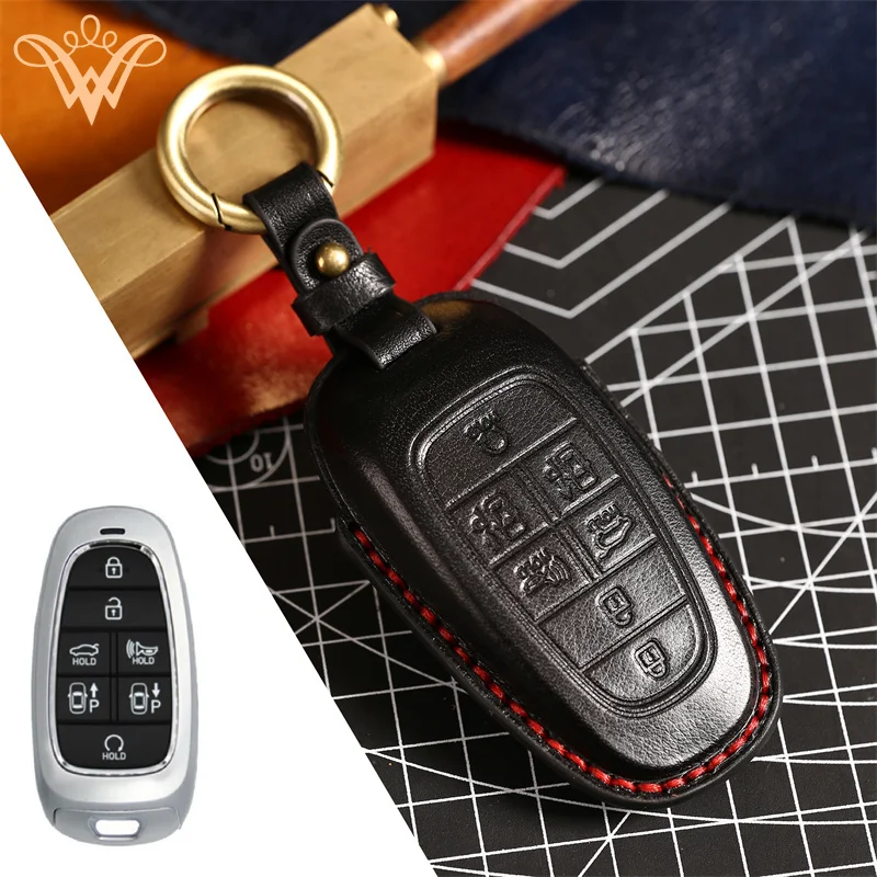 

Car Styling Key Holder Case Cover For Hyundai Nexo Sonata 7 Button Remote Key Case Shell 2020 2019 Protector Fob