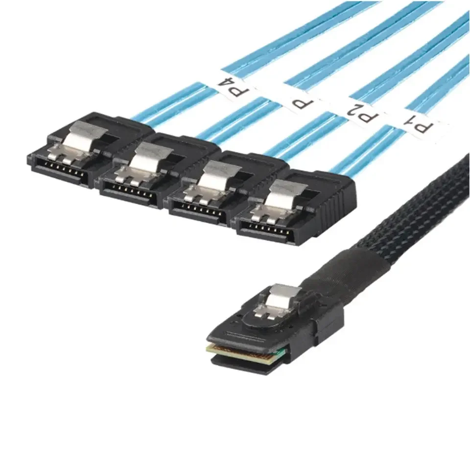 Cable de reversa Mini SAS piezas macho a 4 SATA, 50cm, 75cm, 100cm, 2 SFF-8087