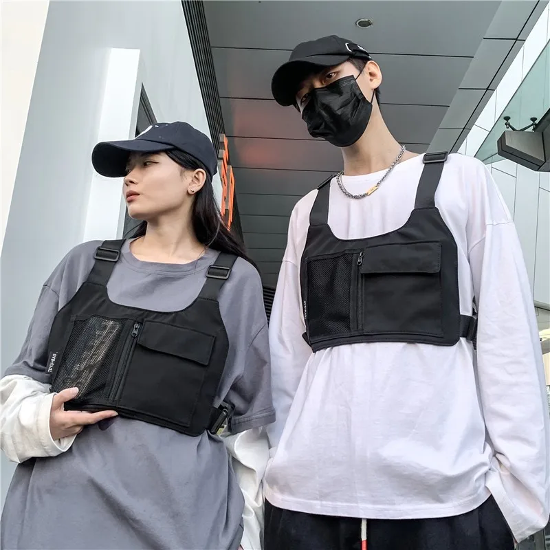 Unisex Hip-Hop Streetwear Chest Rig Bag High Quality Nylon Multi-function Tactical Vest Backpack for Outdoor Sports Travel