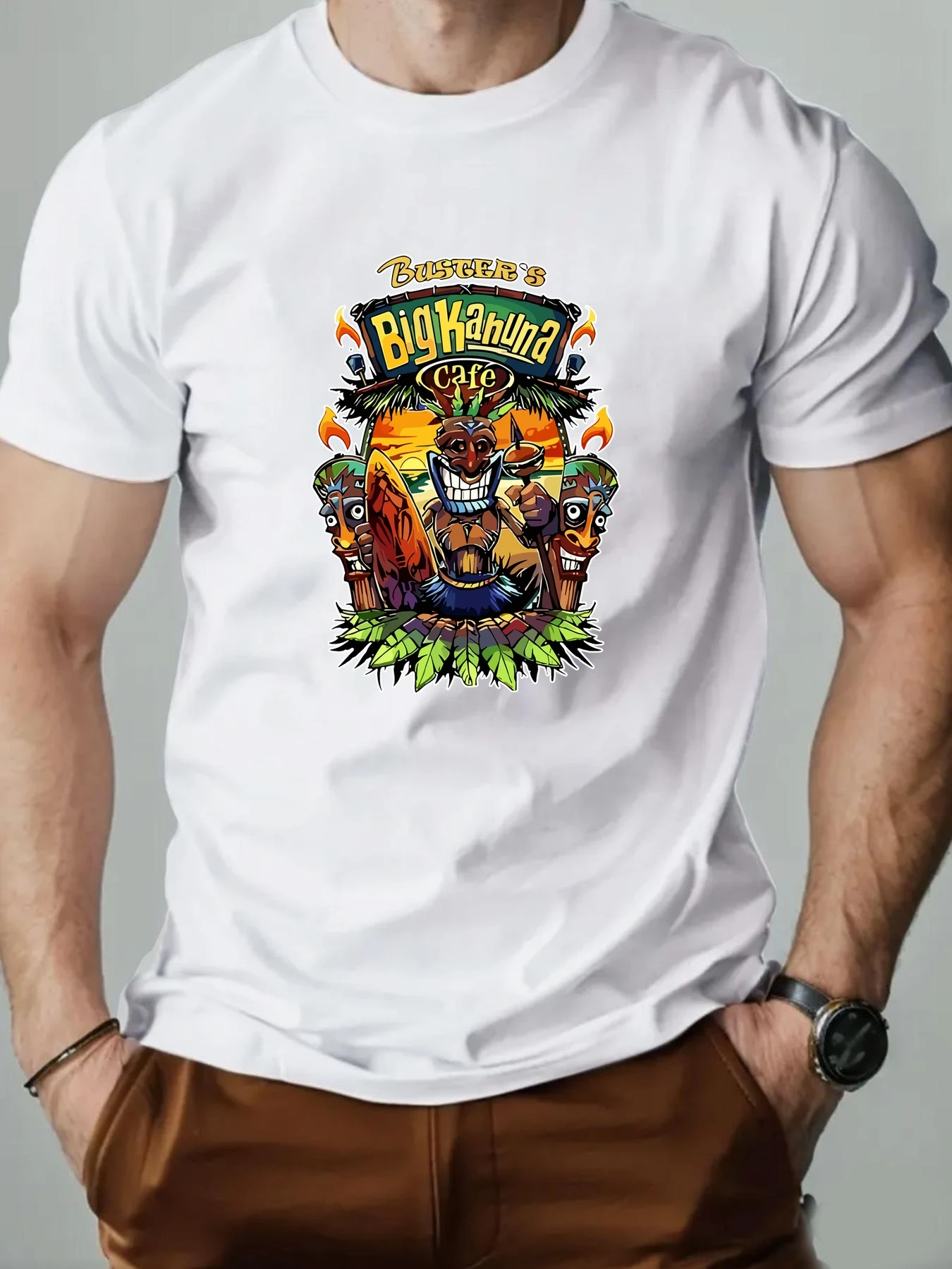 

Men's T-Shirt 100% Cotton Tribe Cartoon Print Summer Oversized Round Neck Breathable Casual Short Sleeve Fashion T Shirt