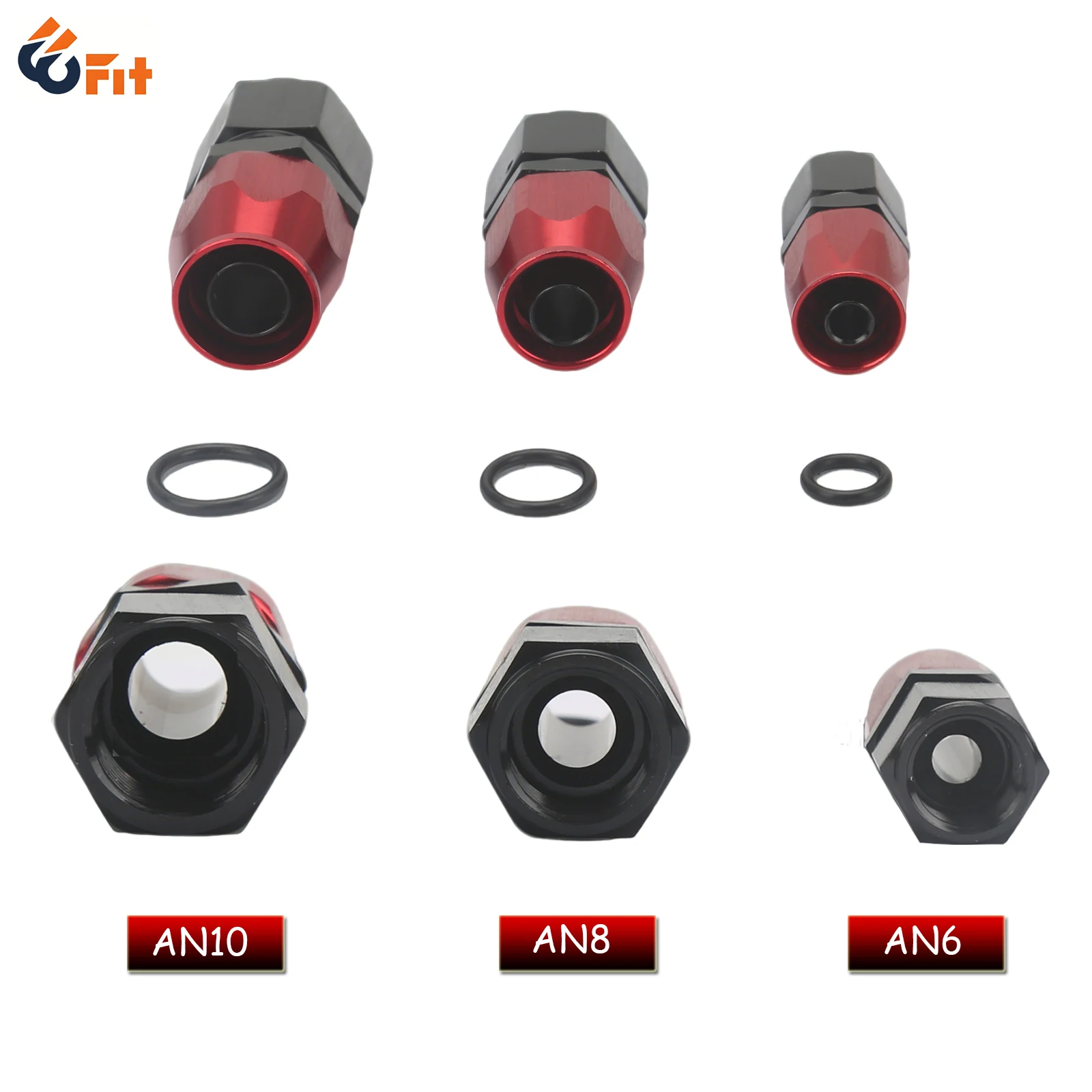 

Black&Red 0°/45°/90°/180° Aluminum Swivel Hose End Fitting AN6/AN8/AN10 Adapter PTFE Oil Fuel Line Adaptor Car Accessories ﻿