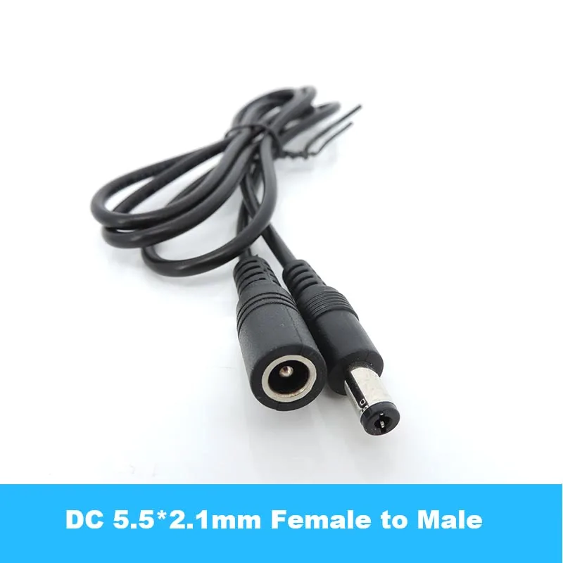 Wtyczka żeńska do męskiej CCTV Przedłużacz kabla zasilającego DC Adapter przewodów zasilających 12 V 5,5 mm x 2,1 mm do przedłużacza zasilania kamery