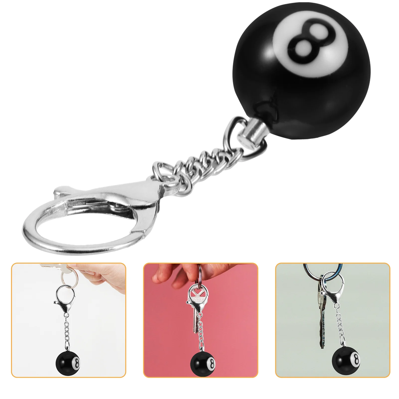 Billiards Keychain Delicate Keychains Decors Balls Lobster Clasp Decorative Resin Sports Rings