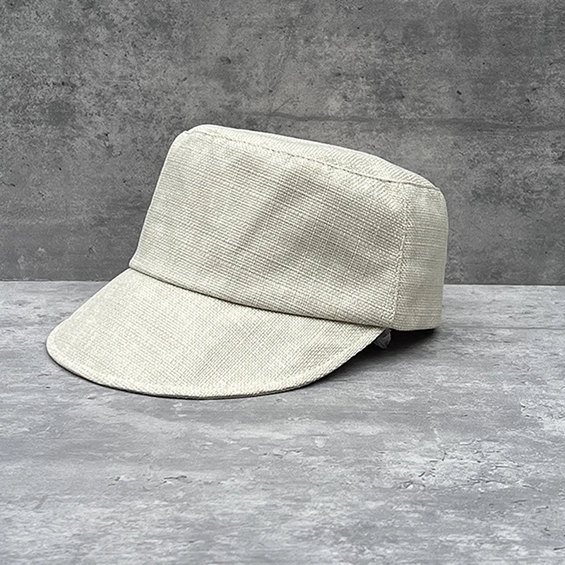 Men Women Flat Top Visor Summer Cap Linen Newsboy Cap Breathable Sun Hat Casual Hat Flat Ivy Gatsby Driving Hat Cabbie Flat Cap