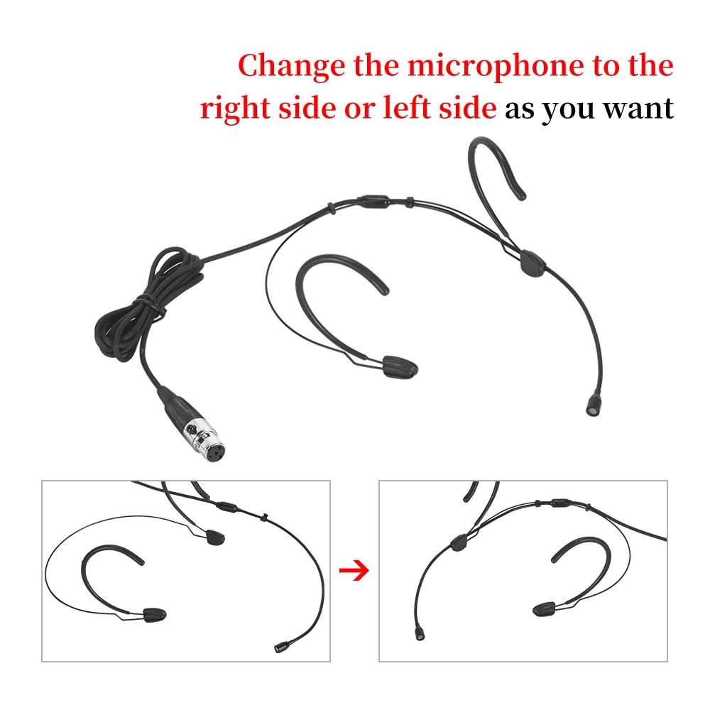 IiiMymic Chuyên Nghiệp Micro Tai Nghe 4 Pin XLR TA4F Headworn Mic Đôi Móc Dùng Cho Shure Không Dây Bodypack Hệ Thống