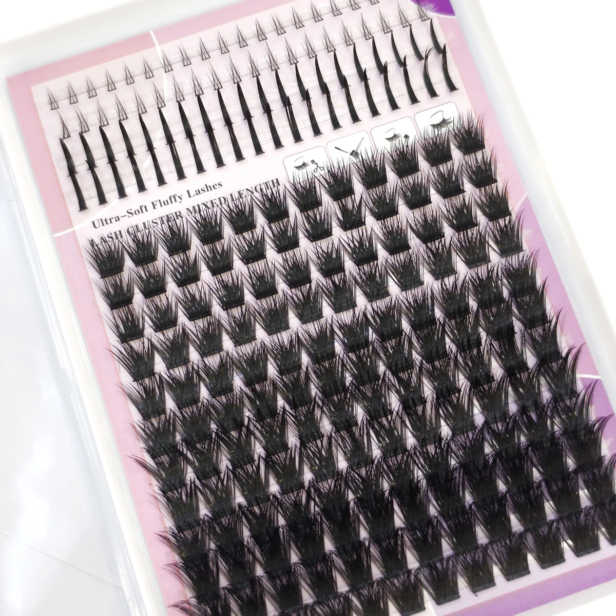 16ROWS Eyelashes Clusters Natural Eyelash extension Cluster Lashes Volume Mixed Tray Lashes Cluster Natural Cat Eye Lashes