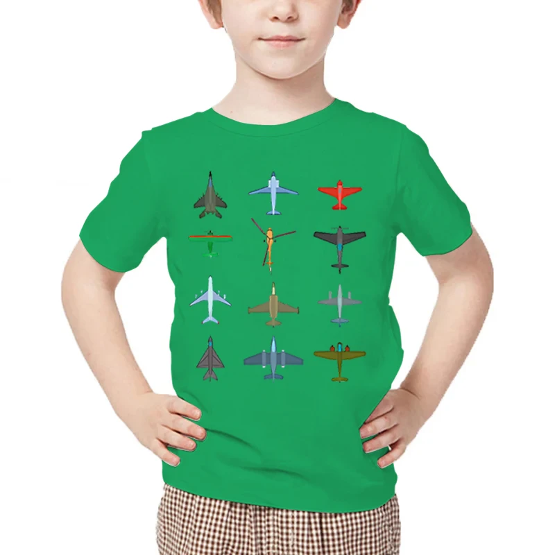 Colour Airplanes Print Baby Boys Summer T Shirt Cartoon Airplane T-shirt Girls Casual Short Sleeve Y2K Tops Kid Harajuku Tshirt