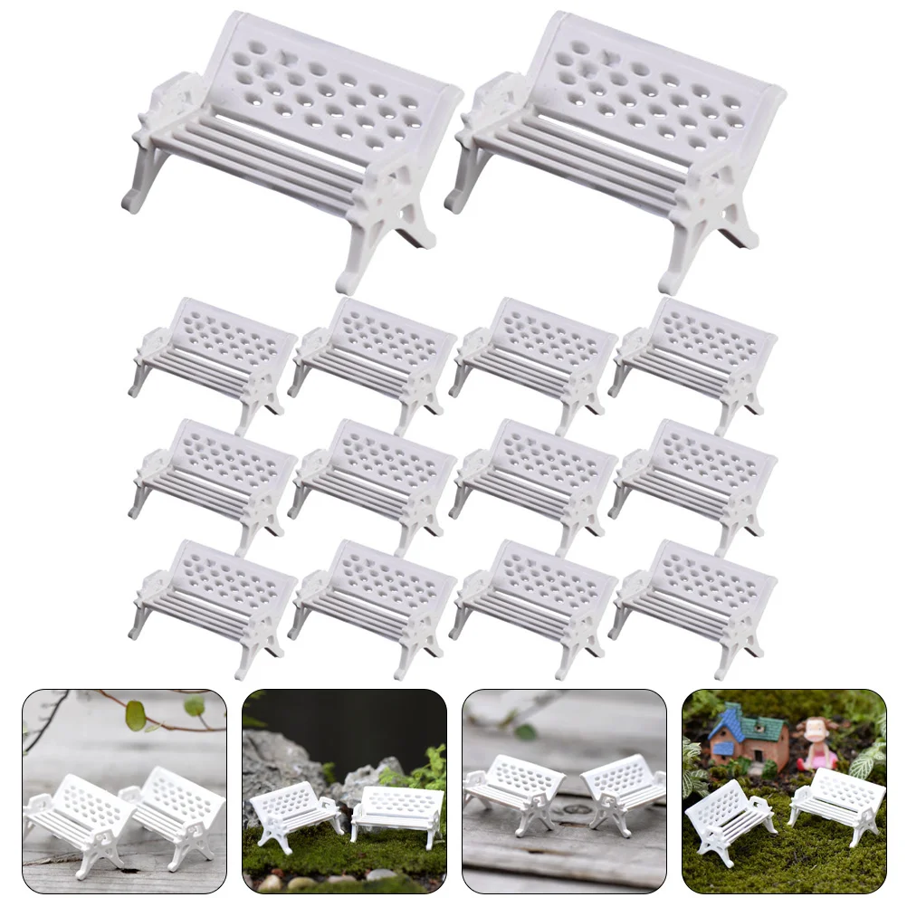 16 Pcs Landscape Garden Bench Mini Dollhouse Park Chair Decoration Scene Micro Baby