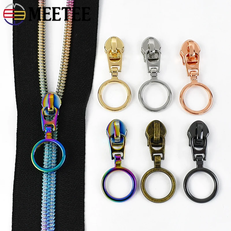 5/10/20Pcs O Ring Puller Decorative 5# Zippers Slider For Nylon Zips Jacket Bag Zip Head Repair Kit DIY Sewing Accessories