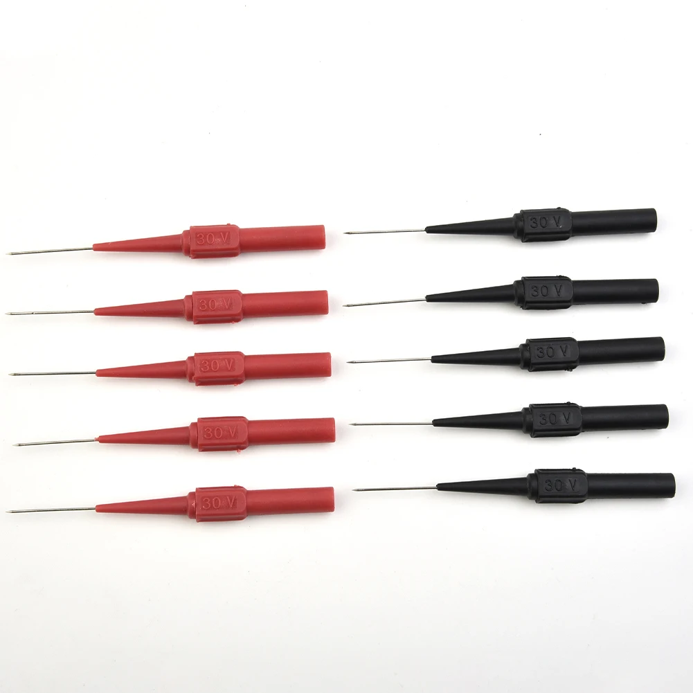 2/10Pcs 30V Multimeter Test Probes Car Tip Probes Diagnostic Tools Insulation Piercing Needle For Banana Plug Red Black