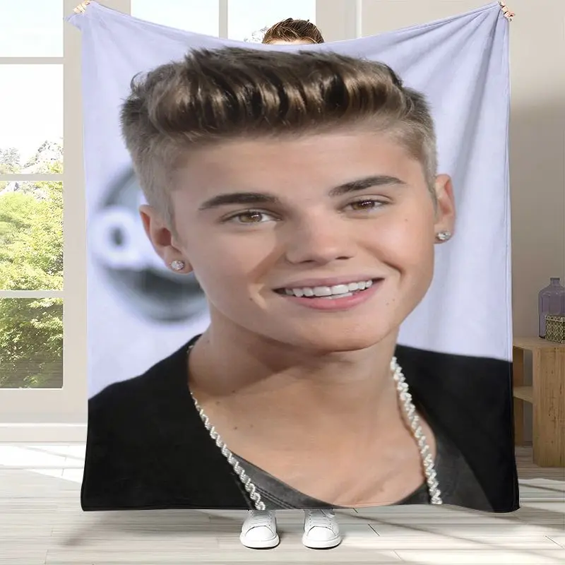 Fashion Justin B-Bieber Singer Flannel Blanket,Ultra Soft Warm Plush Throw for Home Bedroom Bed Sofa Cover Office Camping Picnic
