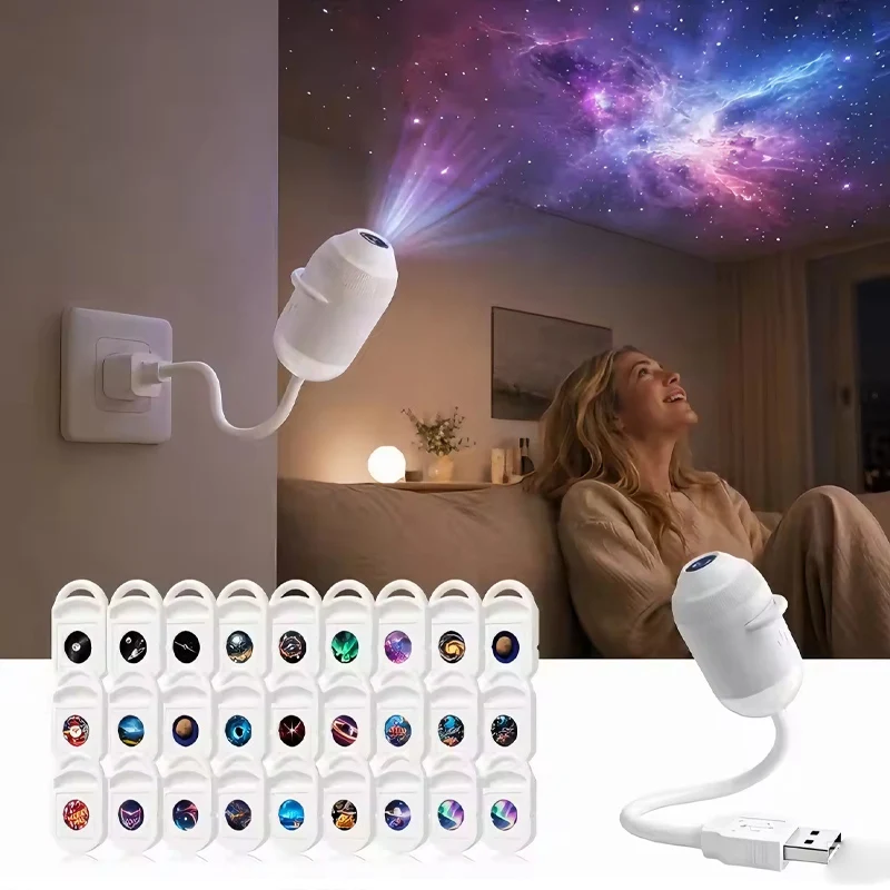 Cool USB Starry Sky Projection Night Light for Car Interior Home Bedroom Romantic Galaxy Atmosphere Lamp USB Atmosphere Light