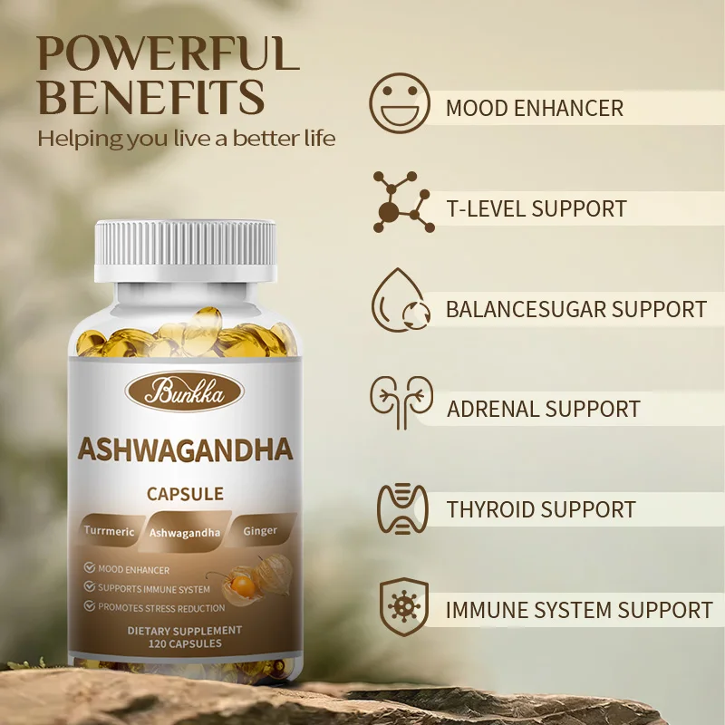 BUNKKA Ashwagandha 5000 mg Vegetarian Capsules Pure Ashwagandha Root Extract For Mood Stress Brain&Memory Blood Sugar Balance