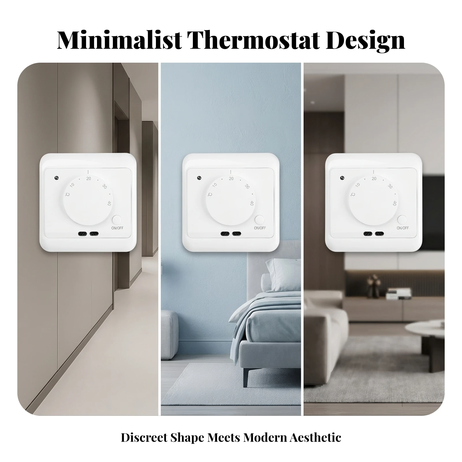 Electric Thermostat with External Sensor Manual Underfloor Heating Controller with Sensor for Homeowners, Home Renovation