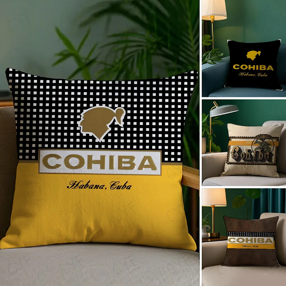 c-Cohiba smoke Pillow Case Anti-dustmite Pillow Invisible zipper silky short plush Sofa cushion cover