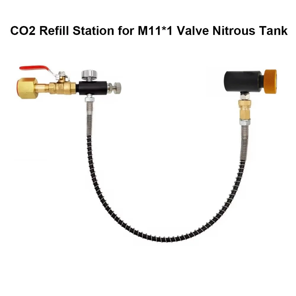 N2O Charging Adapter M11*1 Thread Quick Connect Fitting G5/8 Coupler with 1M Coiled Hose