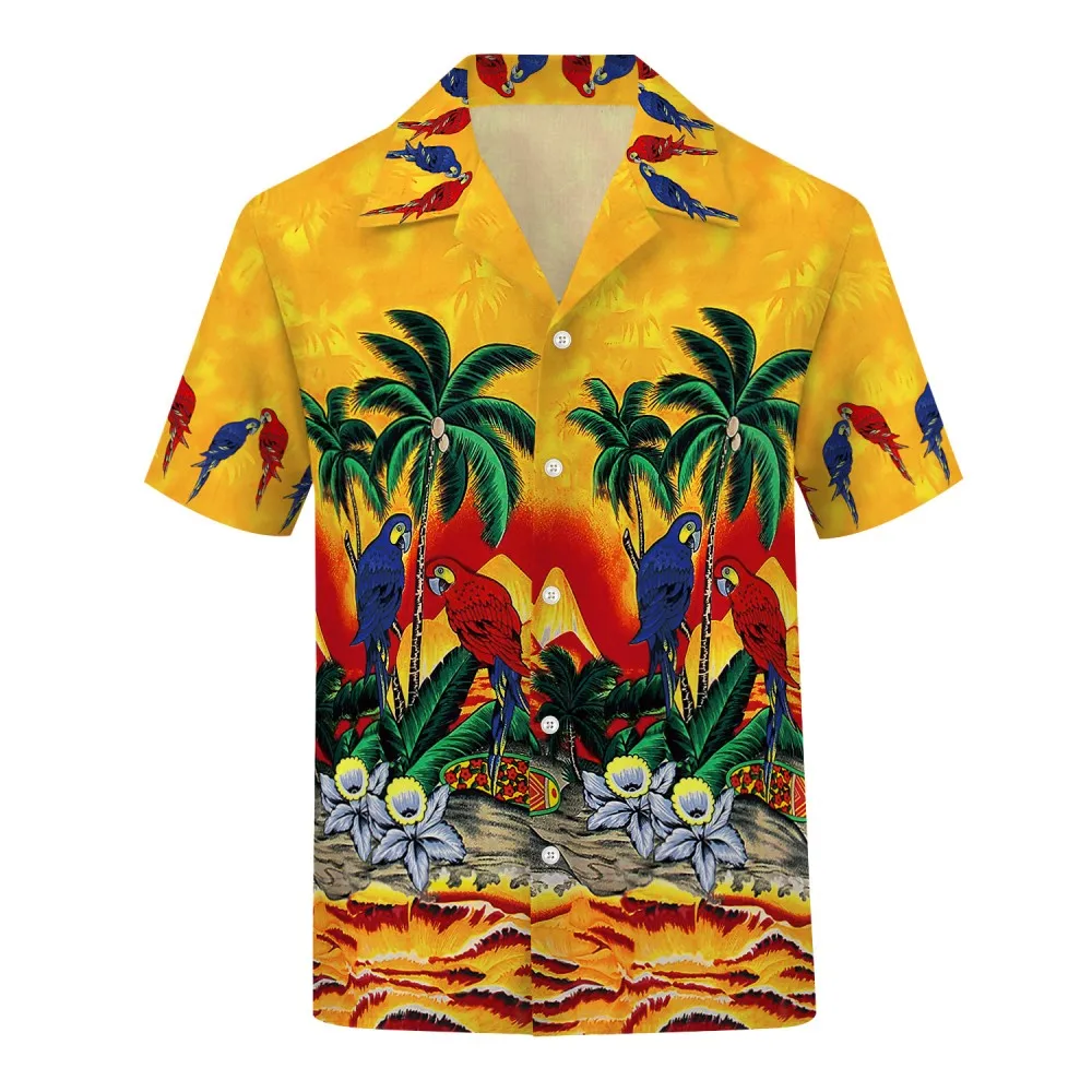 Hawaiian Men\'s Shirt Summer Fashion Short Sleeve Top 3d Coconut Tree Polo Collar Fashion Oversized Beach Shirt For Men Camiseta