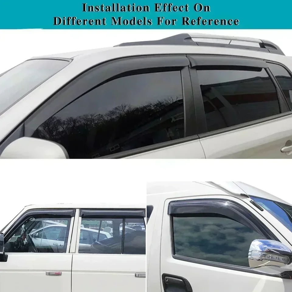 Visera Antiparras Para Ventanas De Ford Explorer 2020-2024 - 4 Piezas Negras Con Clip Adhesivo