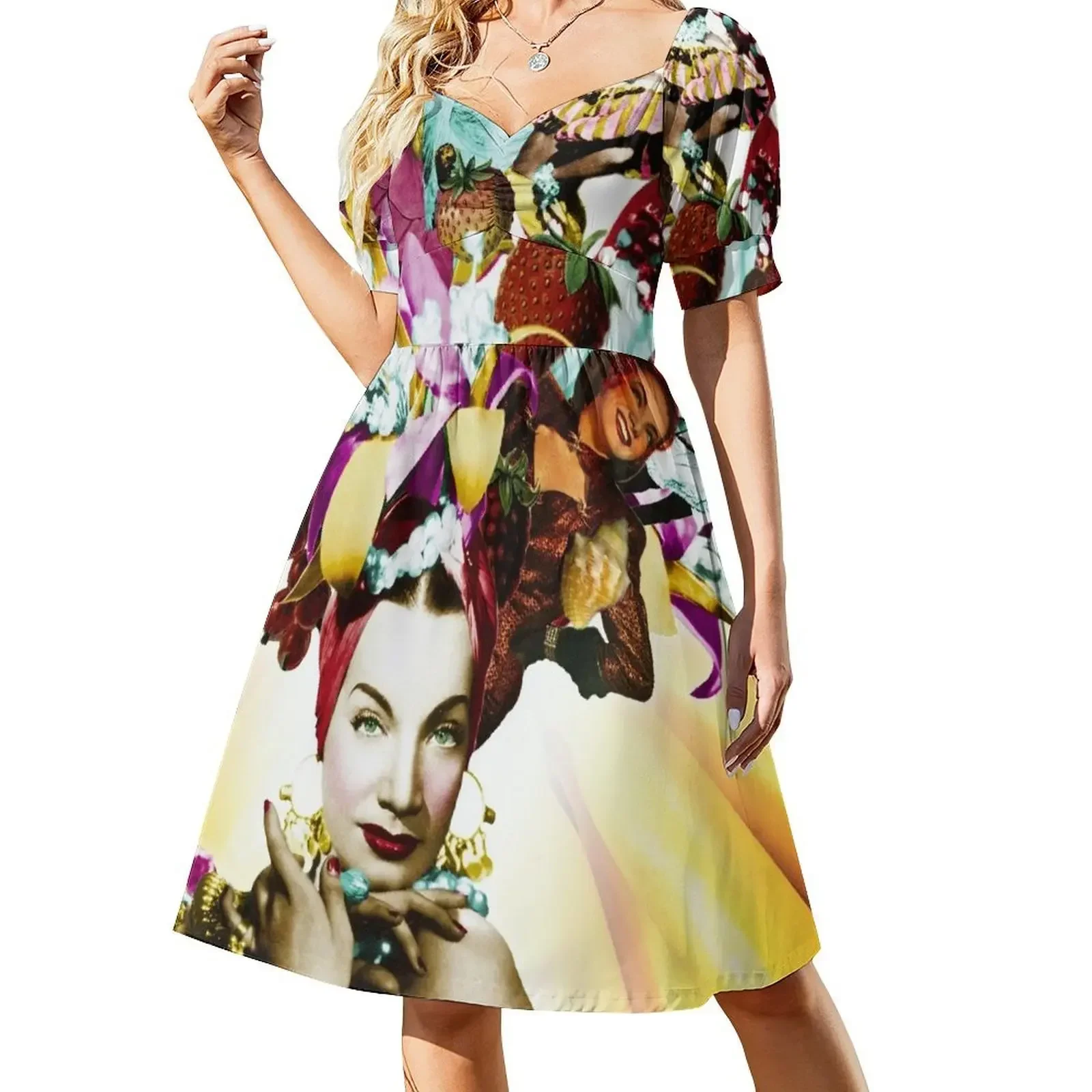 Carmen Miranda retrato Collage vestido sin mangas vestidos para mujer ropa verano traje de mujer vestido