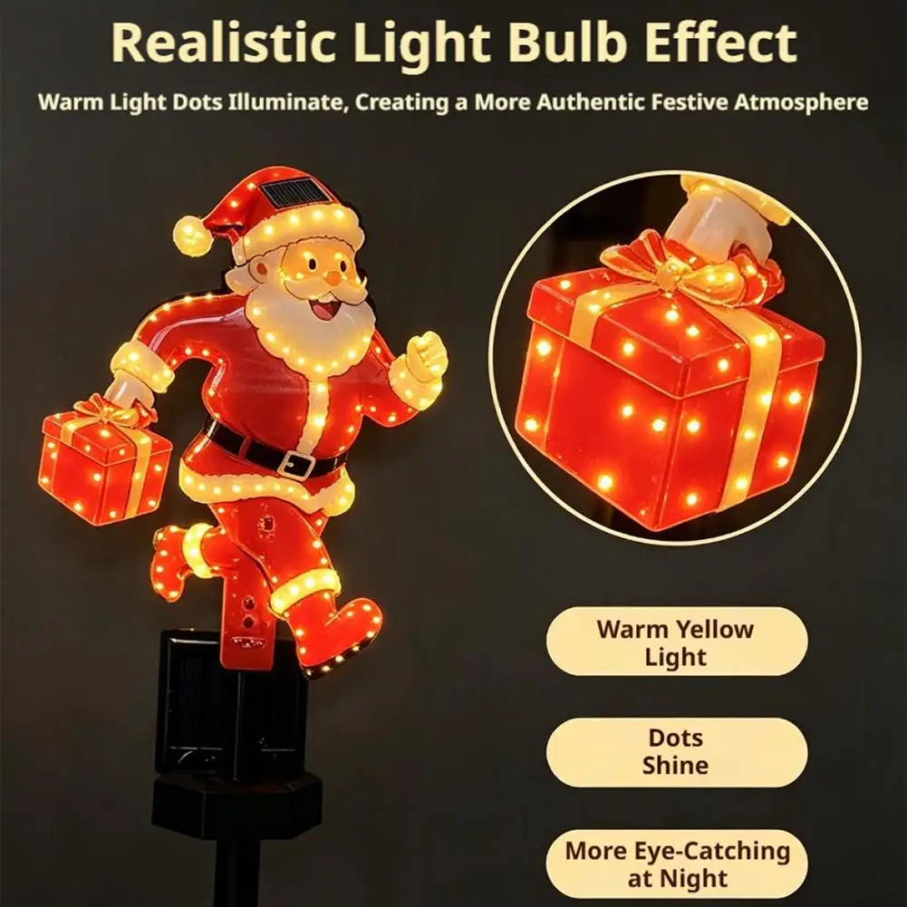 Solar LED Christmas Yard Stake Lights Santa Snowman Xmas Tree Pattern Waterproof Outdoor Garden Pathway Holiday Decoration 2027