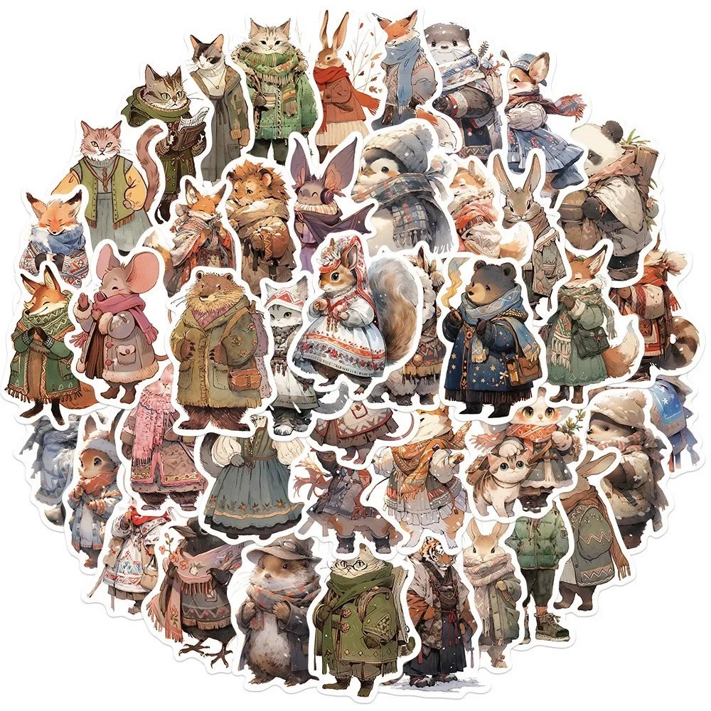 10/50pcs Funny Winter Forest Animal Stickers For Toy DIY Laptop Phone Guitar Luggage Waterproof Graffiti Vinyl Sticker