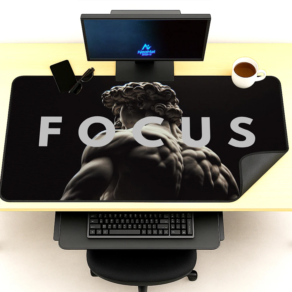 Monochrome Mouse Pad Extra Large Sculptural Gaming Mousepad Focus Black 140x60 Playmat White Desk Pad Deskmat Desk Accessories
