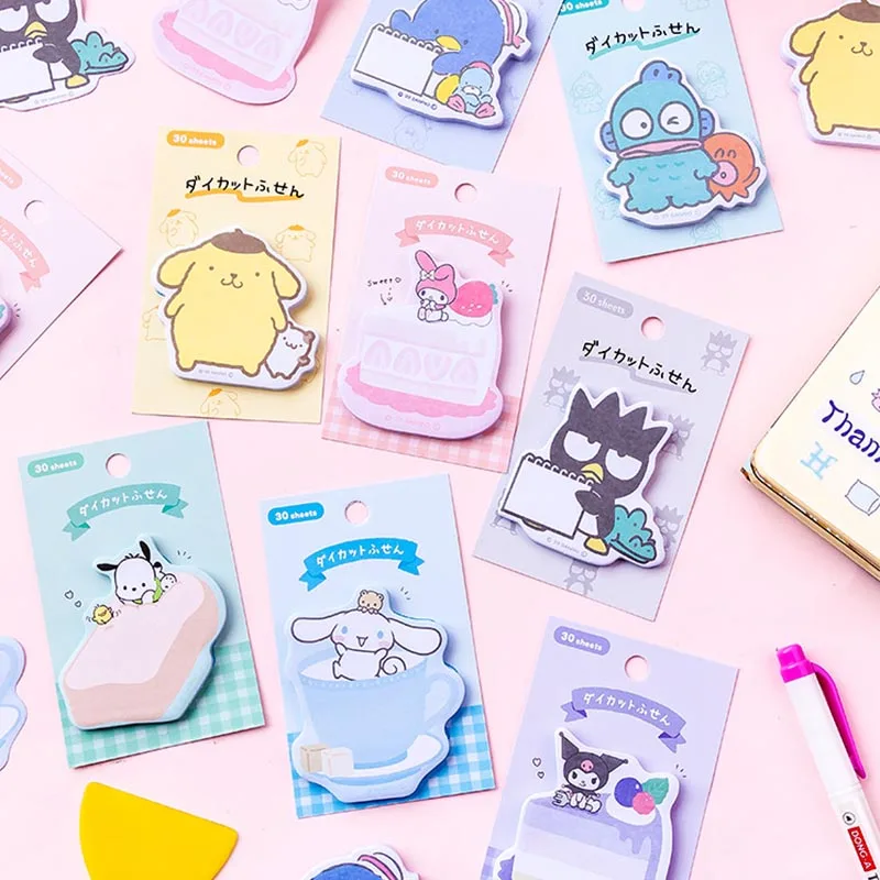 16pcs/lot Kuromi Kitty Melody Memo Pad Sanrio Pochacco Sticky Note Stationery Label Notepad Planner Sticker Post School Supplies