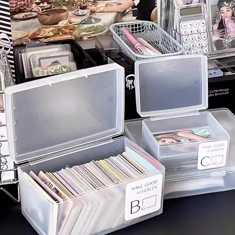 Photo Card Storage Box Transparent Photo Frame Idol Card Collect Box Kpop Cards Organizer Room Table Storage Decoration