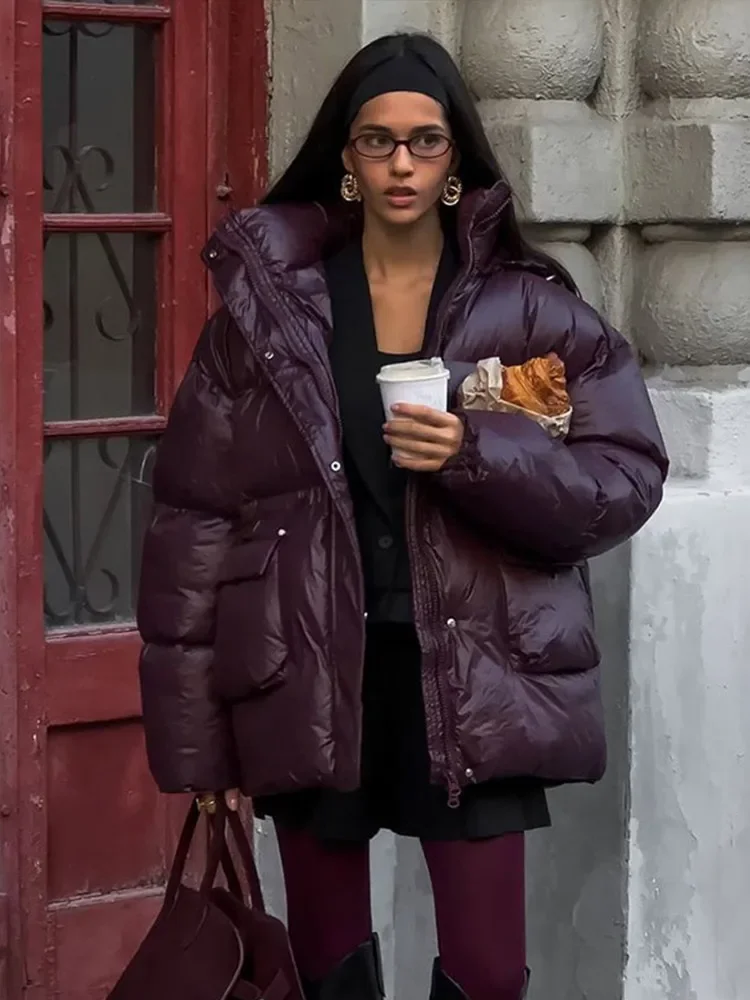 

Winter Female Pocket Long Sleeve Jackets Fashion Thick Padded Jacket for Women Casual Single Breasted Zipper Warm Coat with Belt